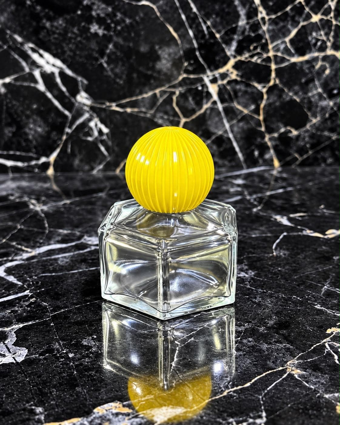 Hexagonal Prism Glass Bottle with Ball Cap, image 1 of 1