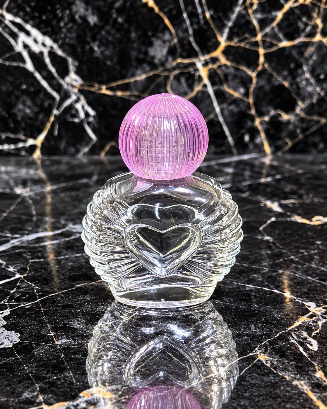 Heart-Embossed Glass Bottle with Ball Cap, image 1 of 1