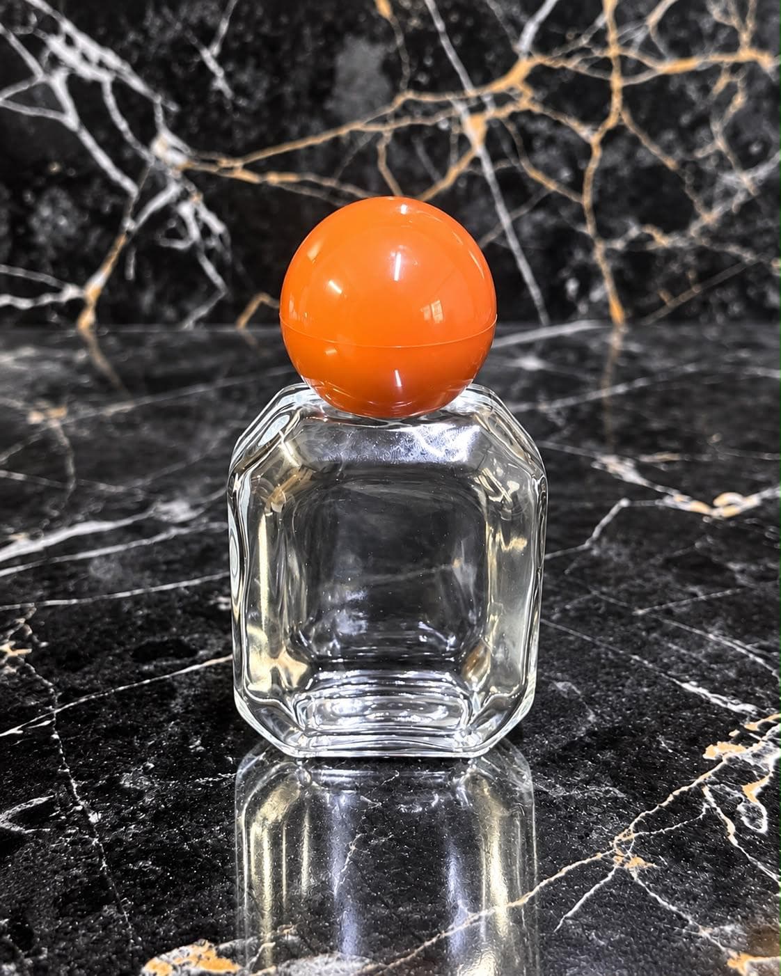 Bevelled-Corner Glass Bottle with Ball Cap, image 1 of 1