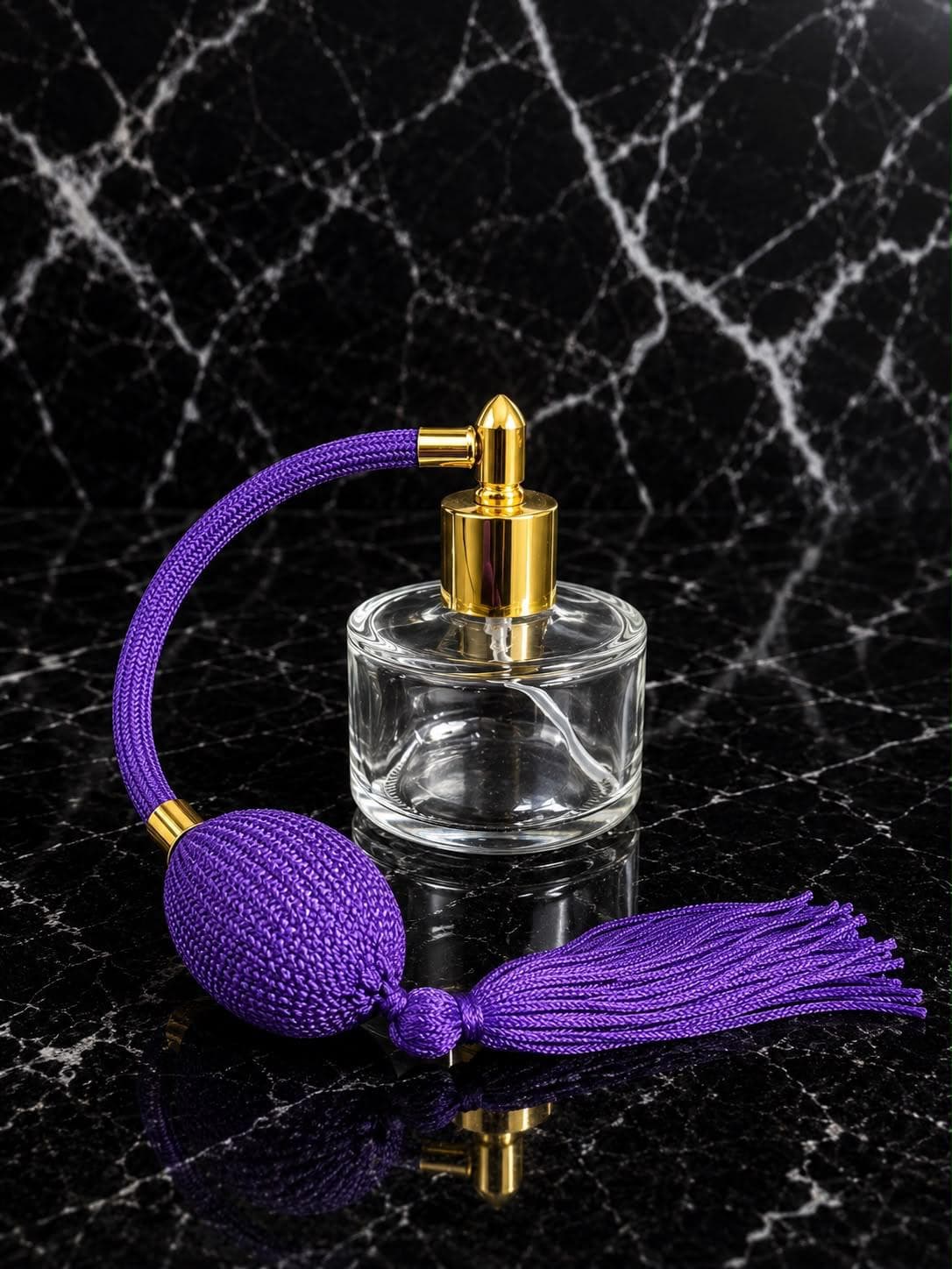 Cylindrical Perfume Bottle with Bulb Atomizer, image 1 of 2