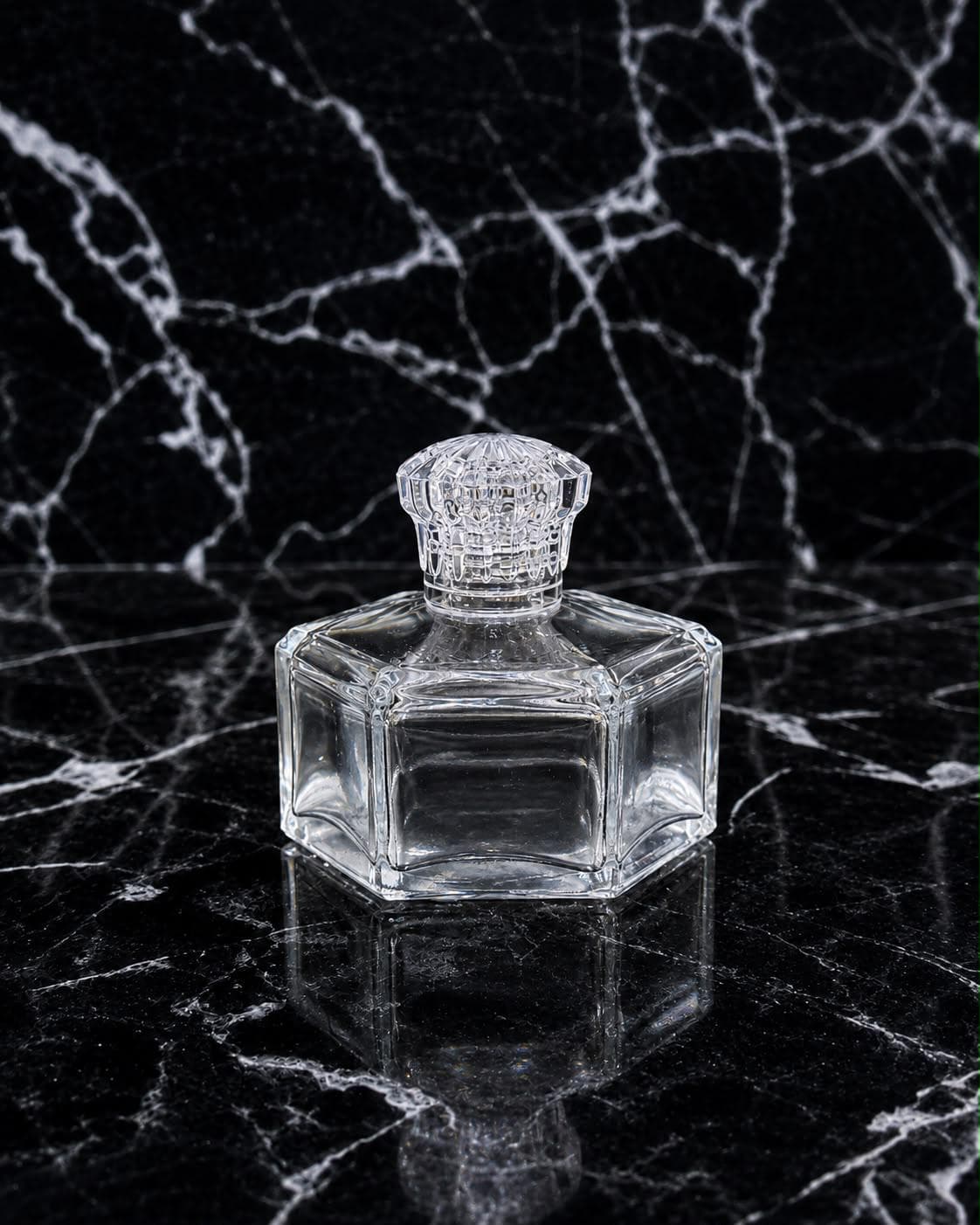 Hexagonal Prism Perfume Bottle with Crown Cap, image 1 of 1