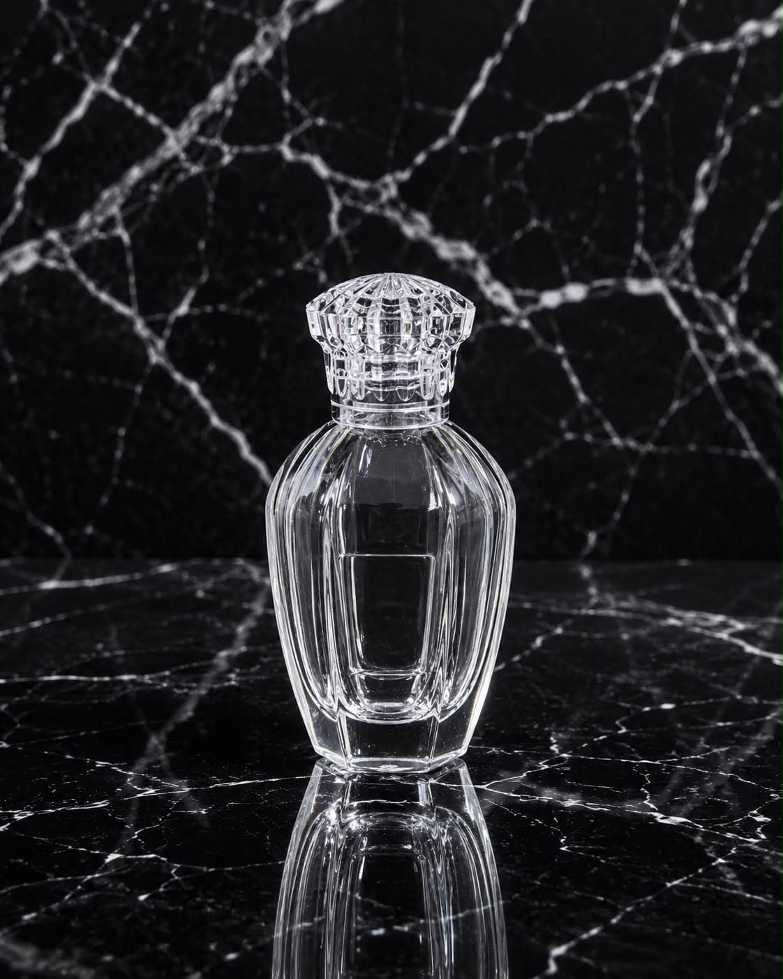 Faceted Oval Perfume Bottle with Crown Cap, image 1 of 1