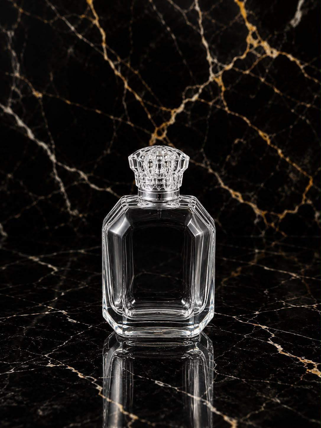 Bevelled-Corner Perfume Bottle with Crown Cap, image 1 of 1